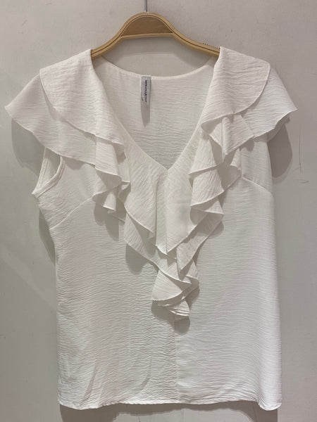 Short Sleeve Ruffled Top- Italian