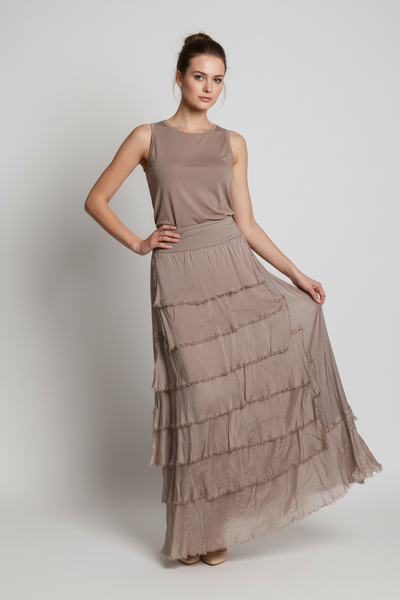 Long Layered Silk Skirt -  Italian