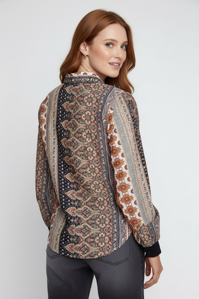 Paisley Stripe Print Blouse on the same model as the first R5280 photo