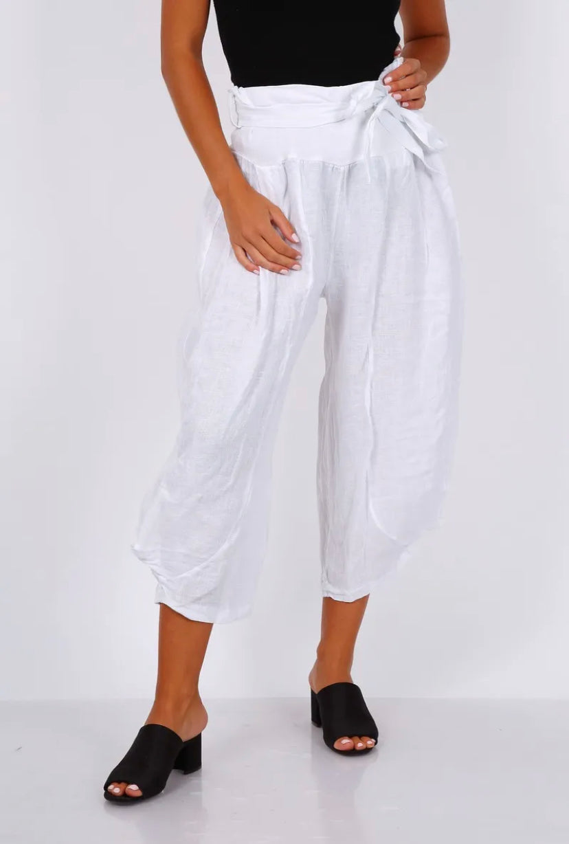 Belted Linen Pants - Italian