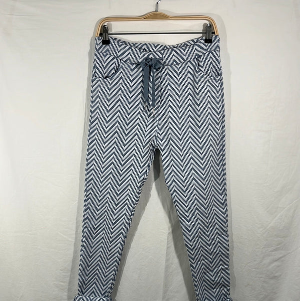Herringbone Pull-On Pants - Italian