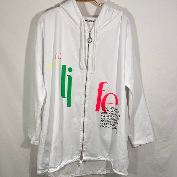 Cotton Zipper Front Hoodie - Italian