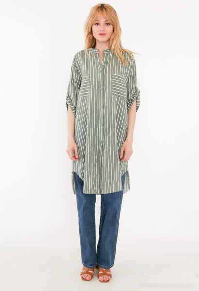 Stripe Cotton Tunic Dress - Italian