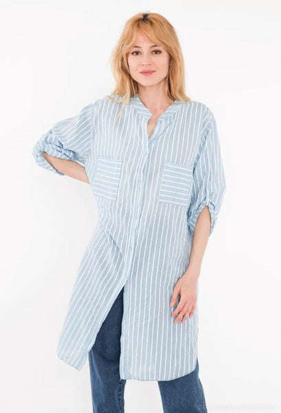 Stripe Cotton Tunic Dress - Italian