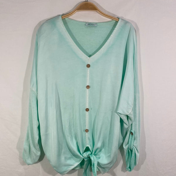 Long Sleeve Sateen Blouse - Italian