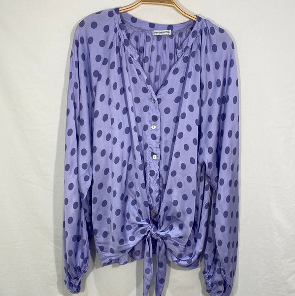 Long Sleeve Polka Dot Sateen Blouse  - Italian