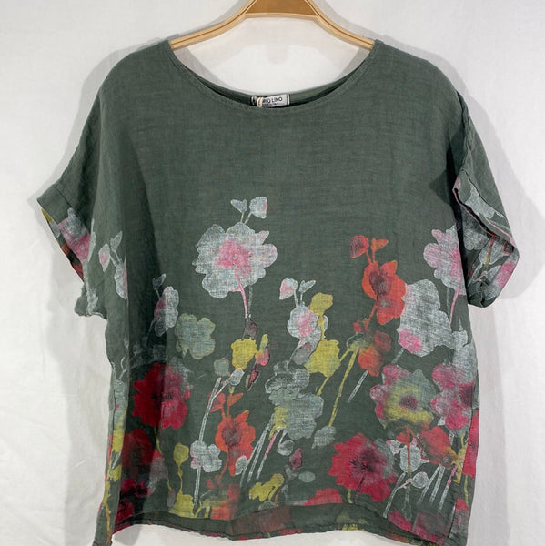 Floral Print Linen Top - Italian