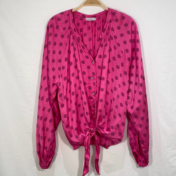 Long Sleeve Polka Dot Sateen Blouse  - Italian