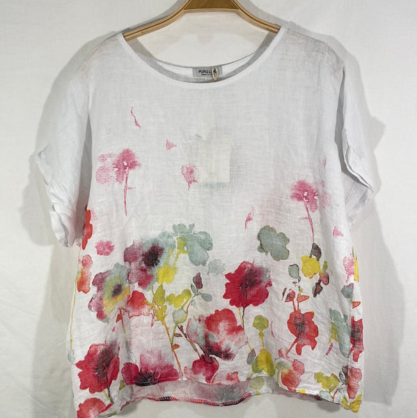 Floral Print Linen Top - Italian