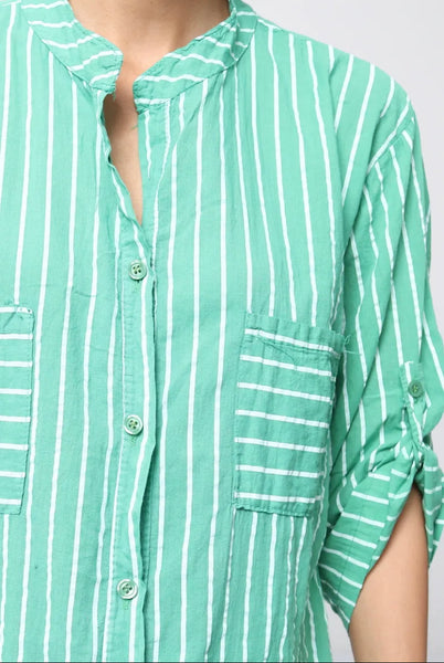 Stripe Cotton Tunic Dress - Italian