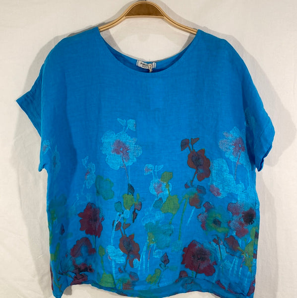 Floral Print Linen Top - Italian