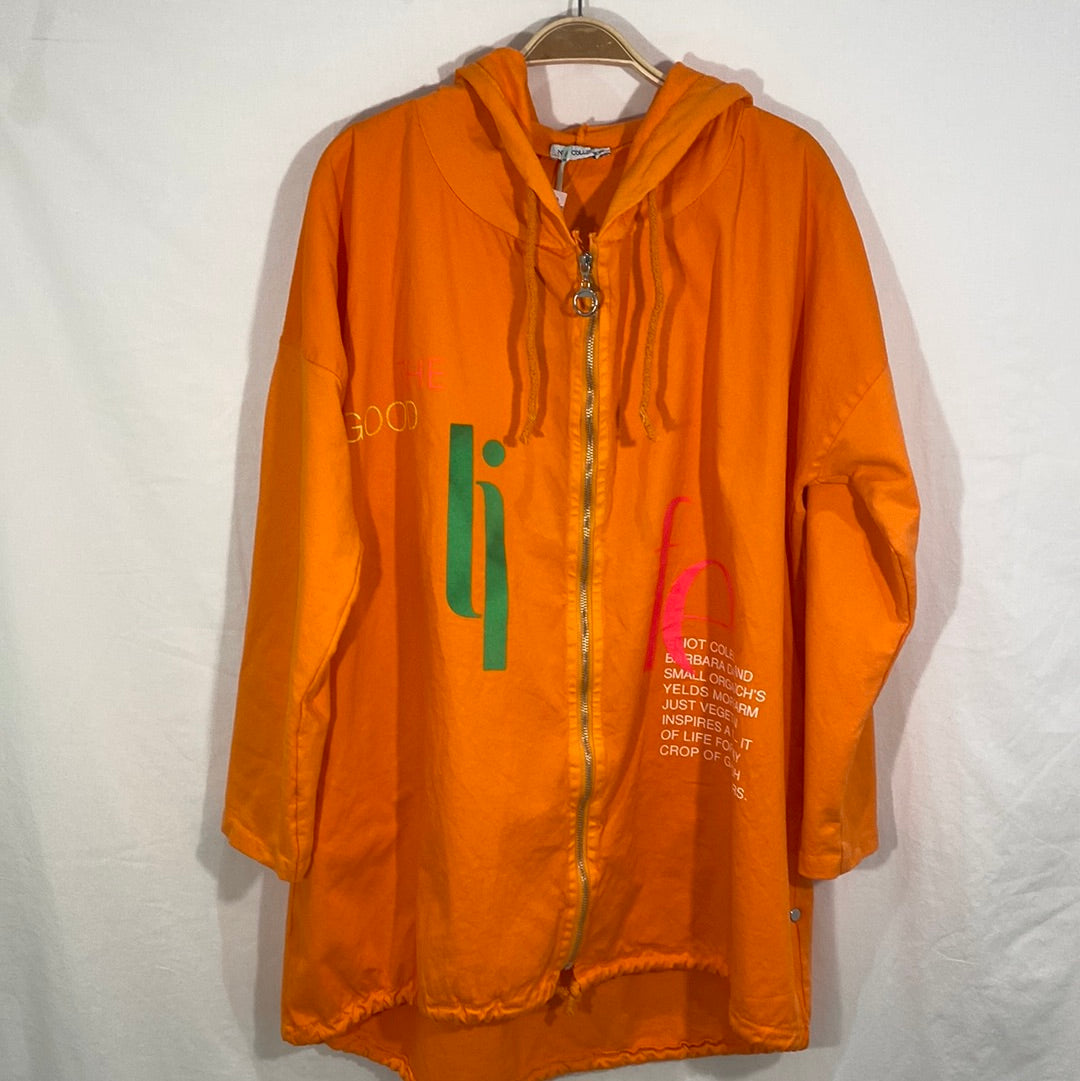Cotton Zipper Front Hoodie - Italian