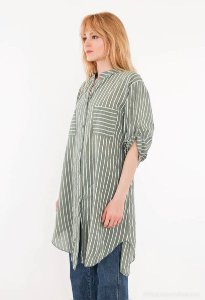 Stripe Cotton Tunic Dress - Italian
