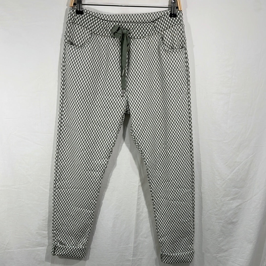 Herringbone Pull-On Pants - Italian