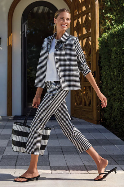 Pull-On Checked Capri With Side Slit