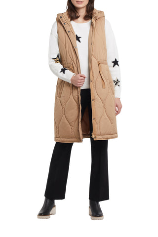 Long Puffer Vest With Removable Hood