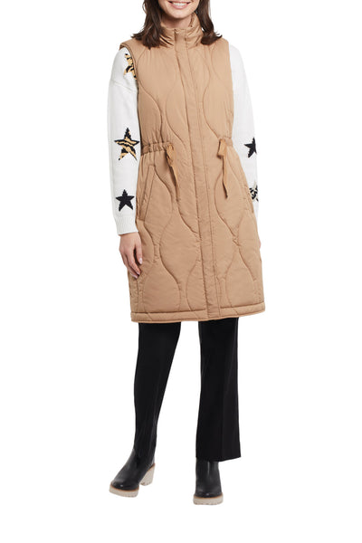 Long Puffer Vest With Removable Hood