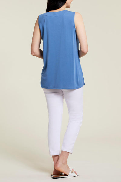 Sleeveless V-Neck Top with Pleat