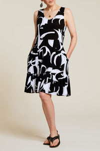Sleeveless V-Neck Print Dress