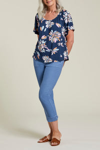 Flowy Flutter Sleeve Floral Print Top