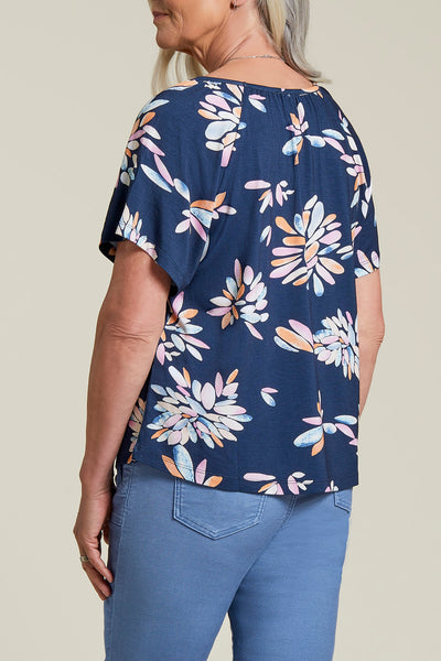 Flowy Flutter Sleeve Floral Print Top