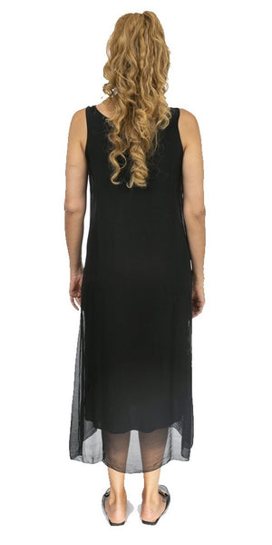 Sleeveless Long Silk Dress - Italian