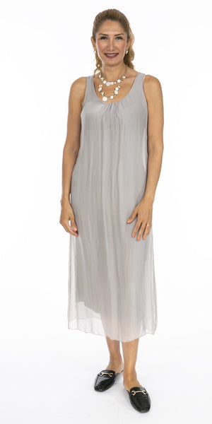 Sleeveless Long Silk Dress - Italian