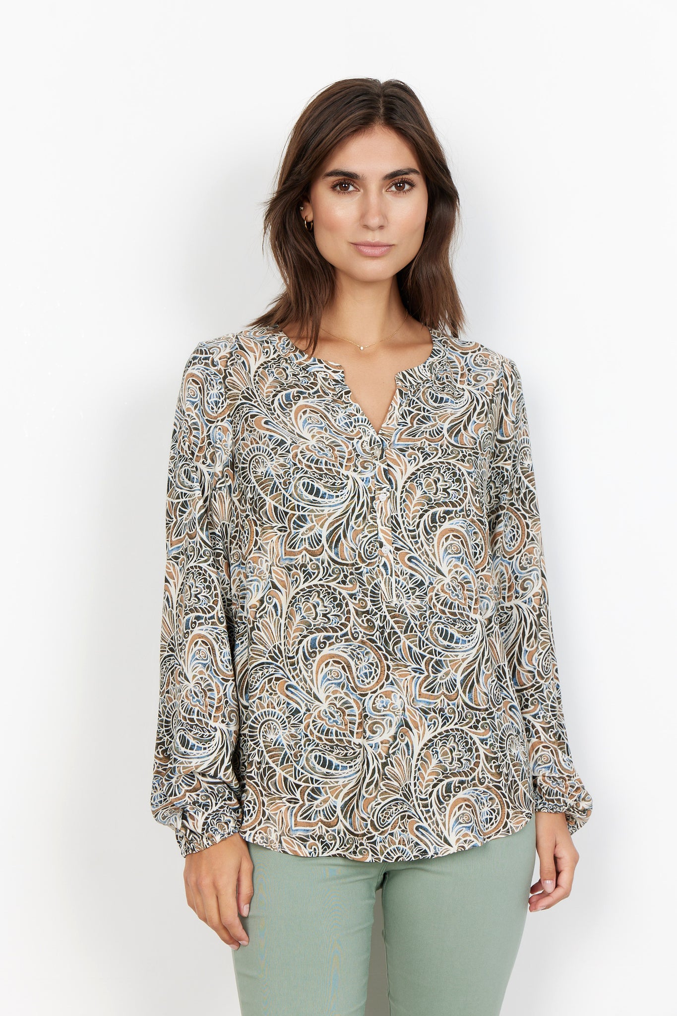 Long Sleeve Printed Blouse