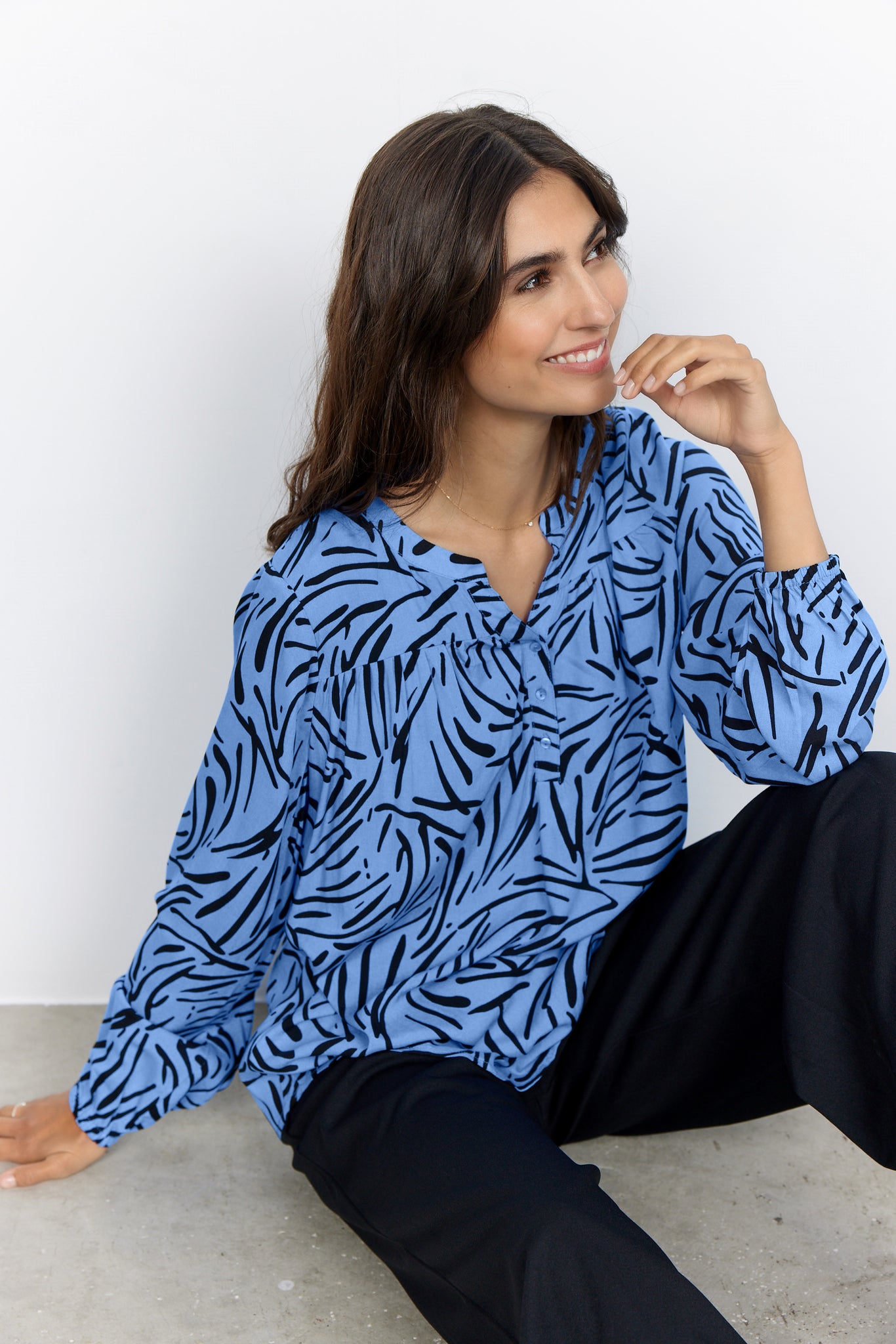Long Sleeve Printed Blouse