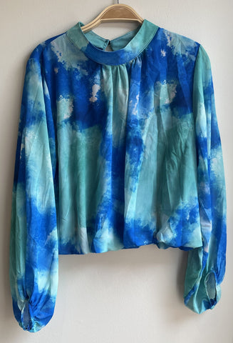 Long Sleeve Mock Neck Print Top