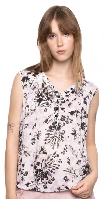 Sleeveless Floral Print Top