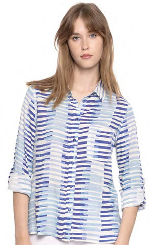 Long Sleeve Stripe Print Top