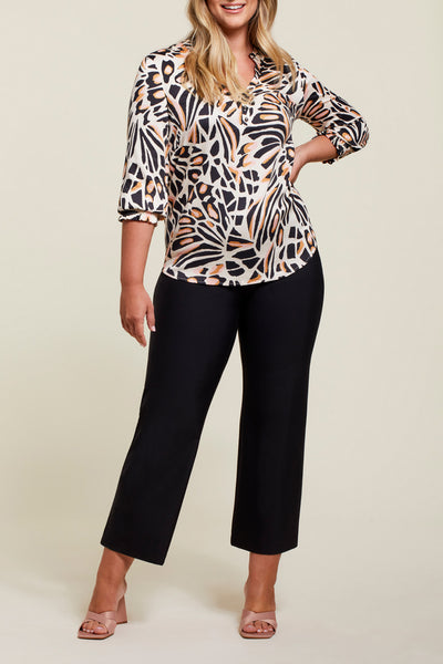 3/4 Smocked Sleeve Print Blouse