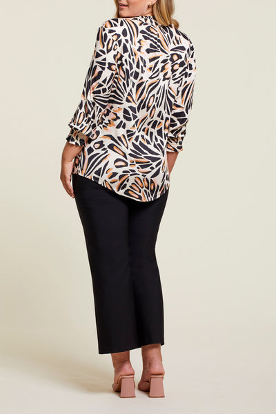 3/4 Smocked Sleeve Print Blouse