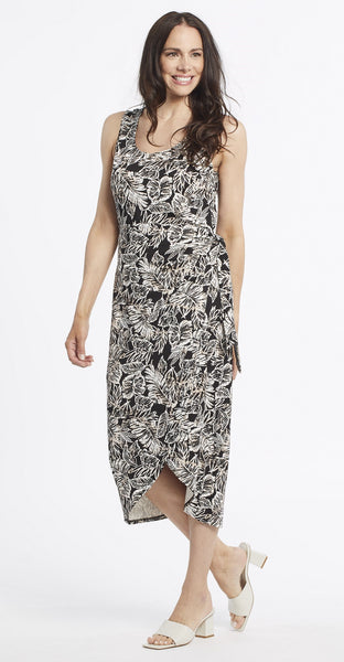 Sleeveless Wrap Print Dress