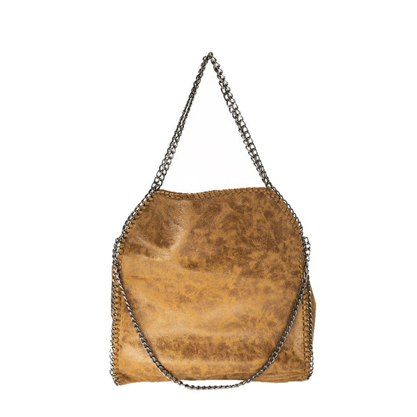 Chain Trim Faux-Leather Bag
