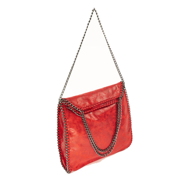 Chain Trim Faux-Leather Bag