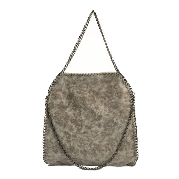 Chain Trim Faux-Leather Bag