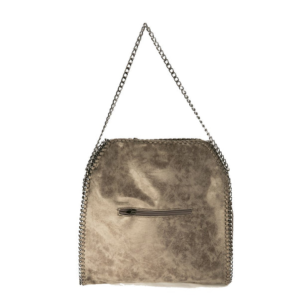 Chain Trim Faux-Leather Bag