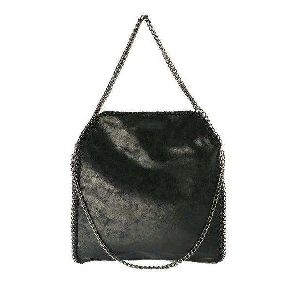 Chain Trim Faux-Leather Bag