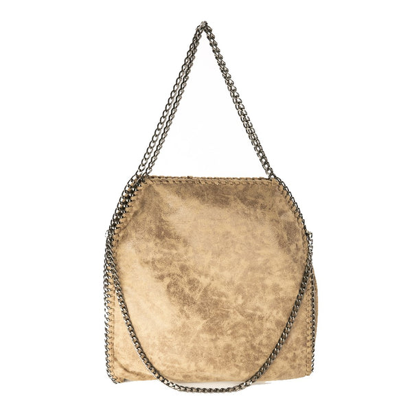 Chain Trim Faux-Leather Bag