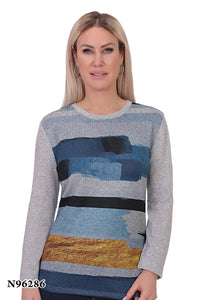 Long Sleeve Abstract Print Top