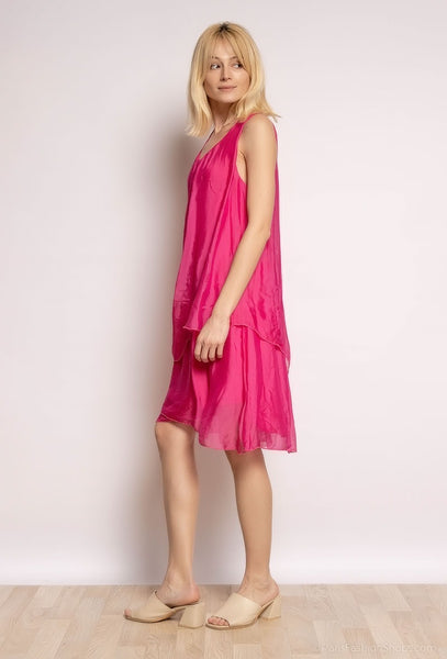 Sleeveless Layered Silk Dress - Italian