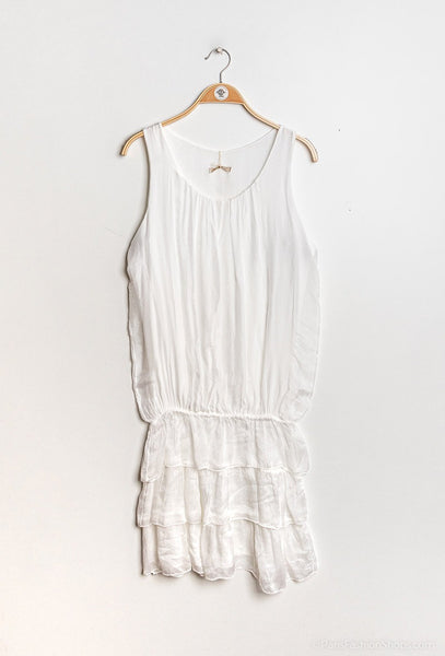 Sleeveless Detail Skirt Silk Dress - Italian