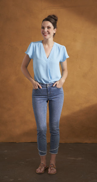 5 Pocket Ankle Jeans  Pant With Embroidery