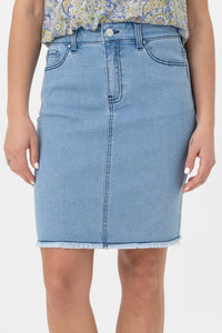 Denim Frayed Hem Skirt