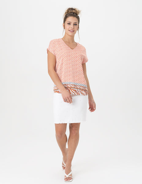 Denim Frayed Hem Skirt