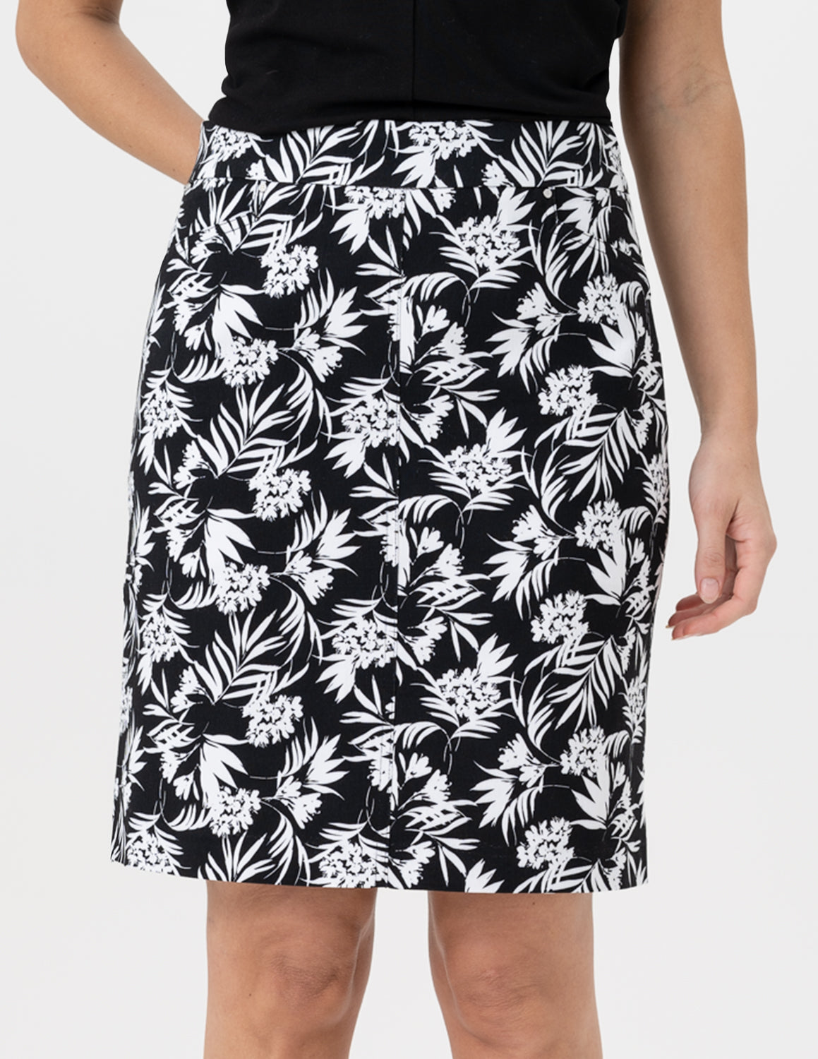 Pull-On Leaf Print Skort