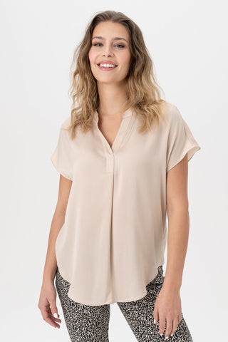 Cap Sleeve Pleat Front Blouse