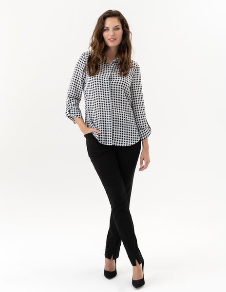 Long Sleeve Checked Blouse